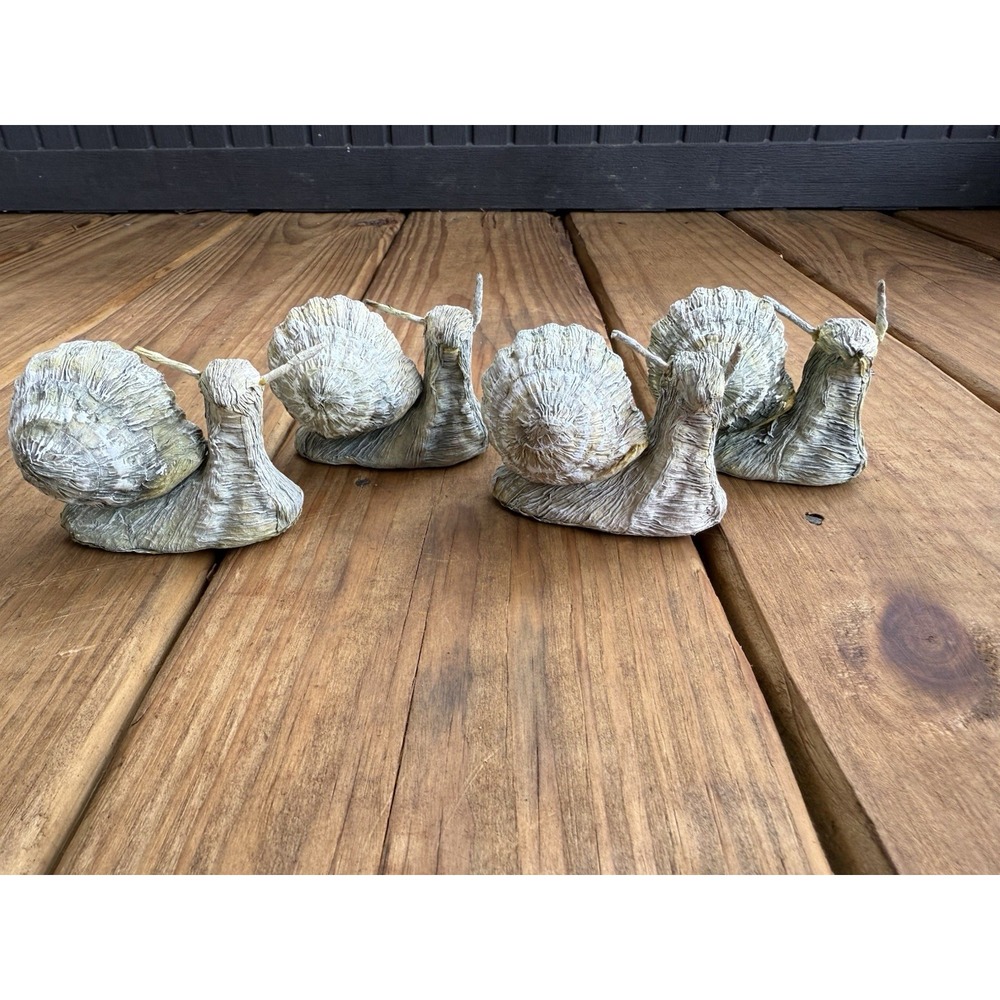 Four Vintage Paper Mache SNAILS figures 2"x2" Decor CottageCore Detailed